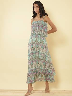 Printed Strappy Long Dress 2