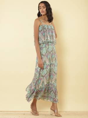 Printed Strappy Long Dress 3