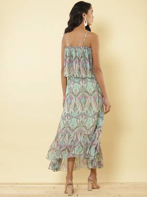Printed Strappy Long Dress 4
