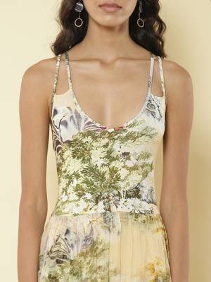 V Neck Strappy Printed Long Dress by LABEL 5