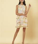 Round Neck Sleeveless Printed Short Dress