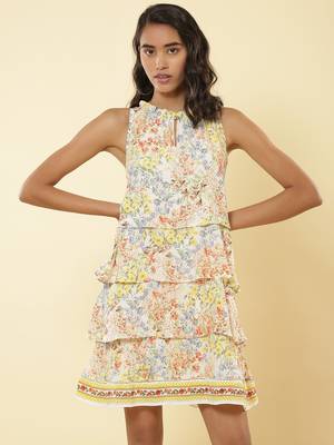 Round Neck Sleeveless Printed Short Dress 2