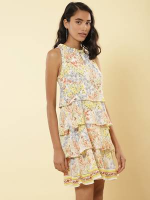 Round Neck Sleeveless Printed Short Dress 4