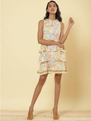 Round Neck Sleeveless Printed Short Dress 7