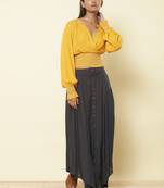 V Neck Full Sleeves Solid Short Top