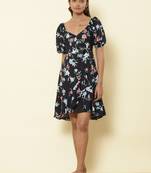 Sweetheart Neck Half Sleeves Printed Short Top