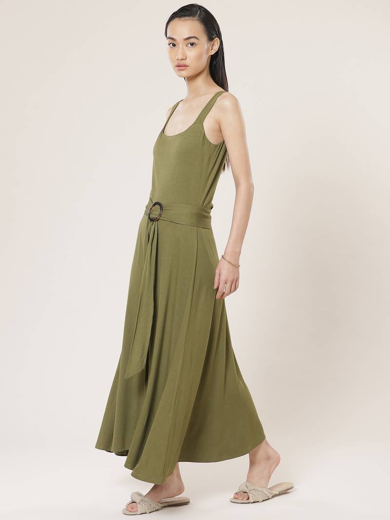 Strappy Solid Long Dress