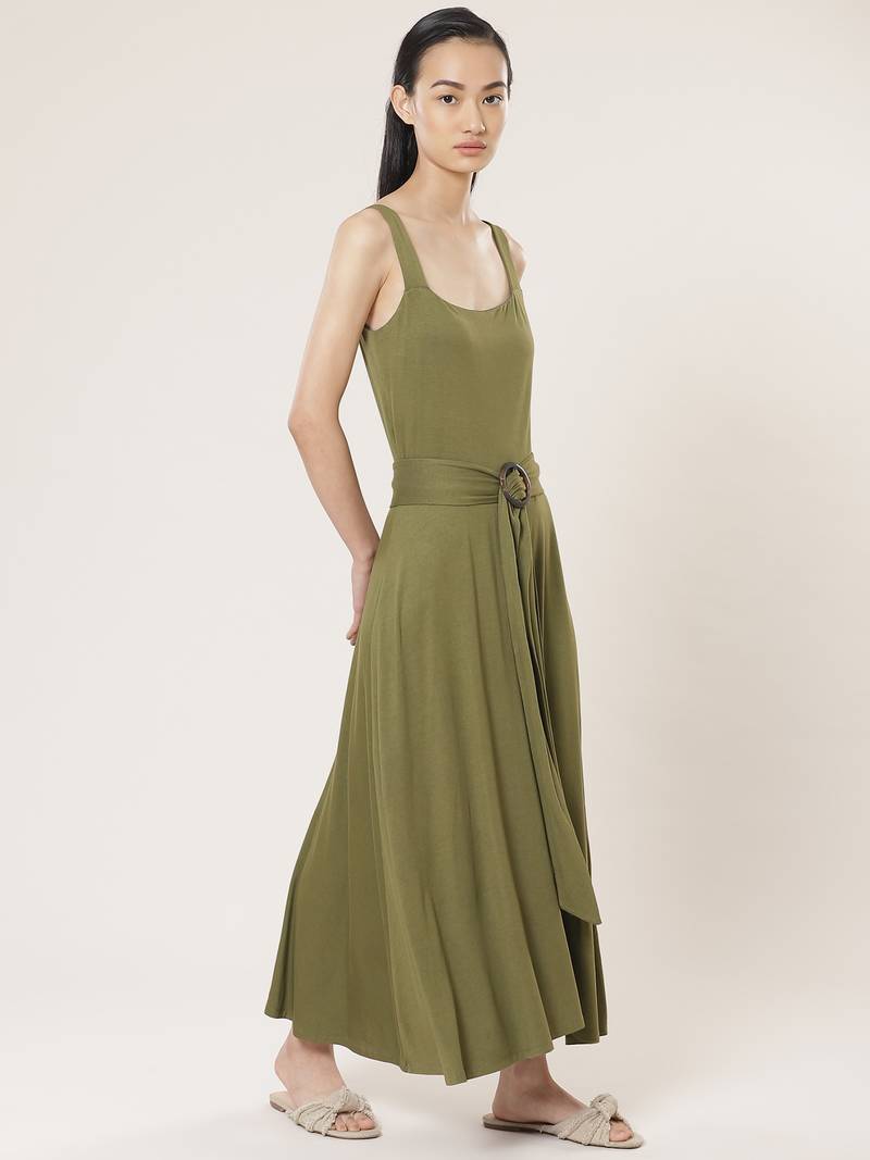 Strappy Solid Long Dress