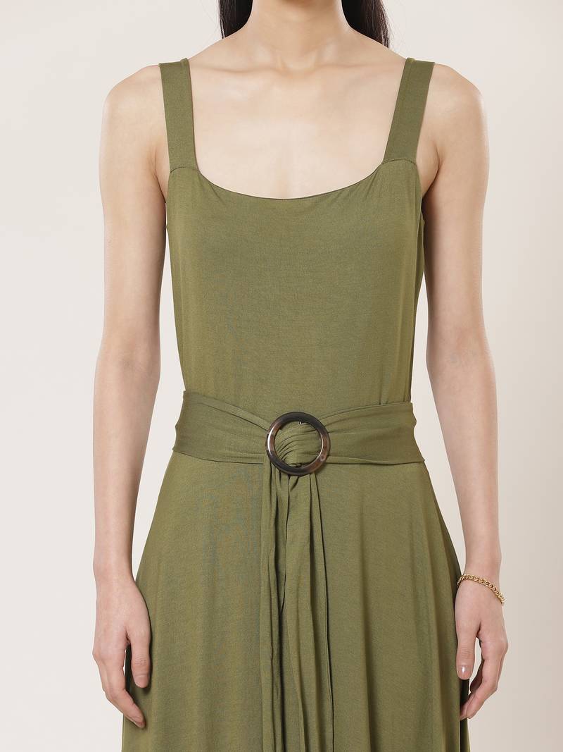 Strappy Solid Long Dress