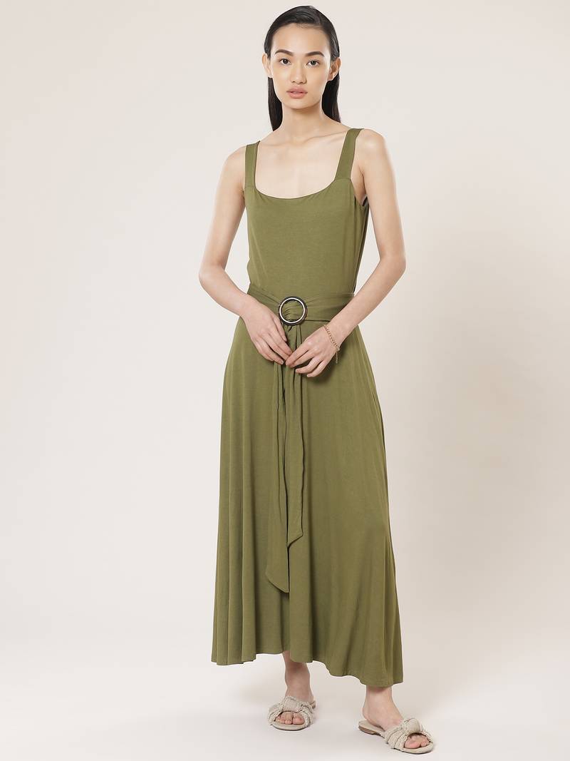 Strappy Solid Long Dress