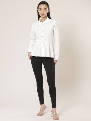 Collar Neck Full Sleeves Solid Shirt 1