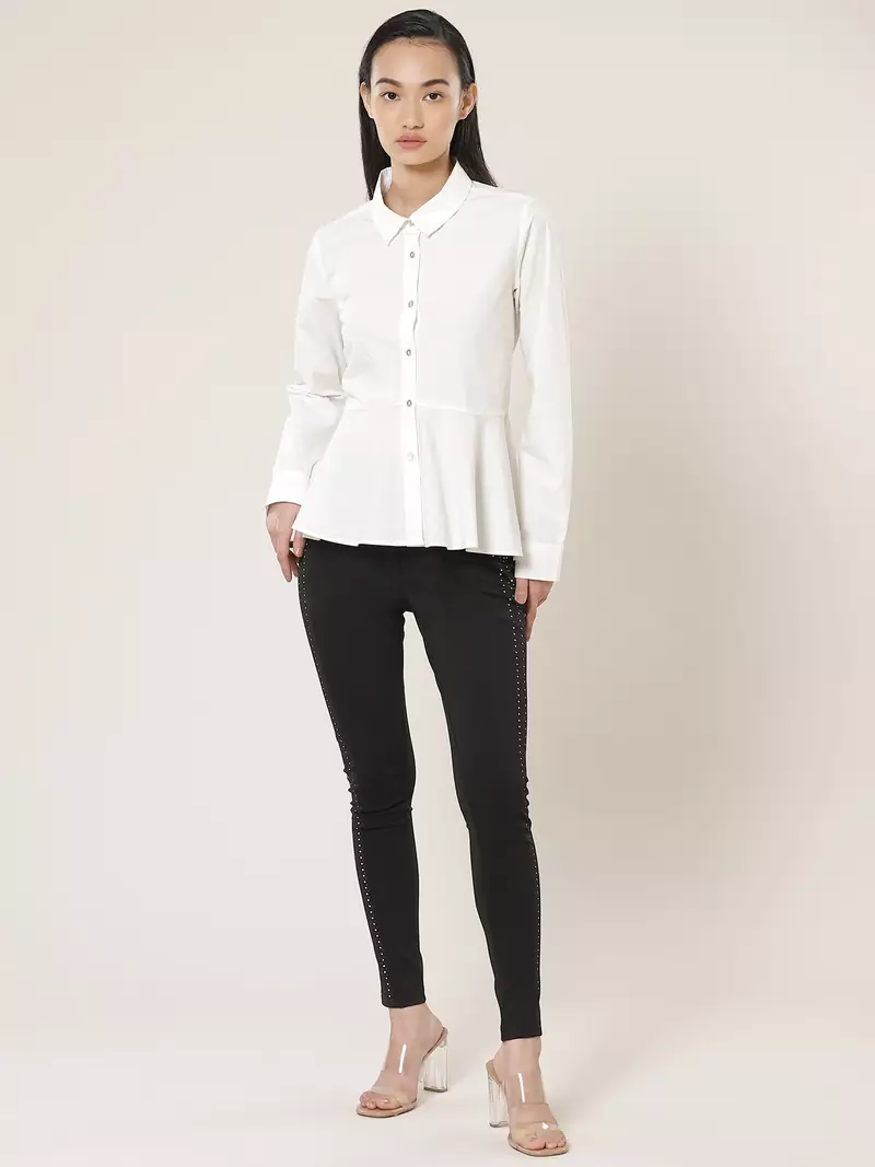 Collar Neck Full Sleeves Solid Shirt