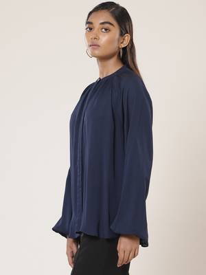 Collar Neck Full Sleeves Solid Shirt 1