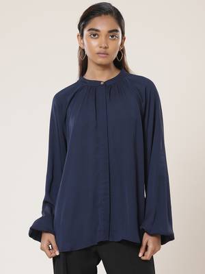 Collar Neck Full Sleeves Solid Shirt 2