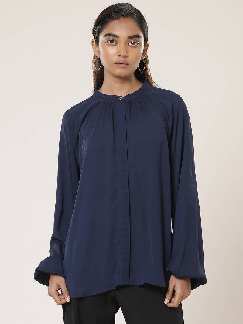 Collar Neck Full Sleeves Solid Shirt