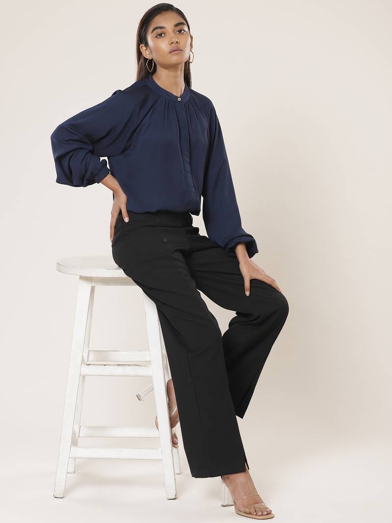 Collar Neck Full Sleeves Solid Shirt