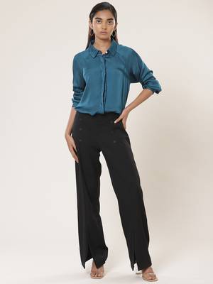 Collar Neck Full Sleeves Solid Shirt 1