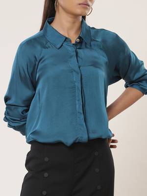 Collar Neck Full Sleeves Solid Shirt 6
