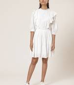 Round Neck Half Sleeves Solid Short Dress