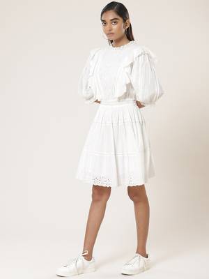 Round Neck Half Sleeves Solid Short Dress 4
