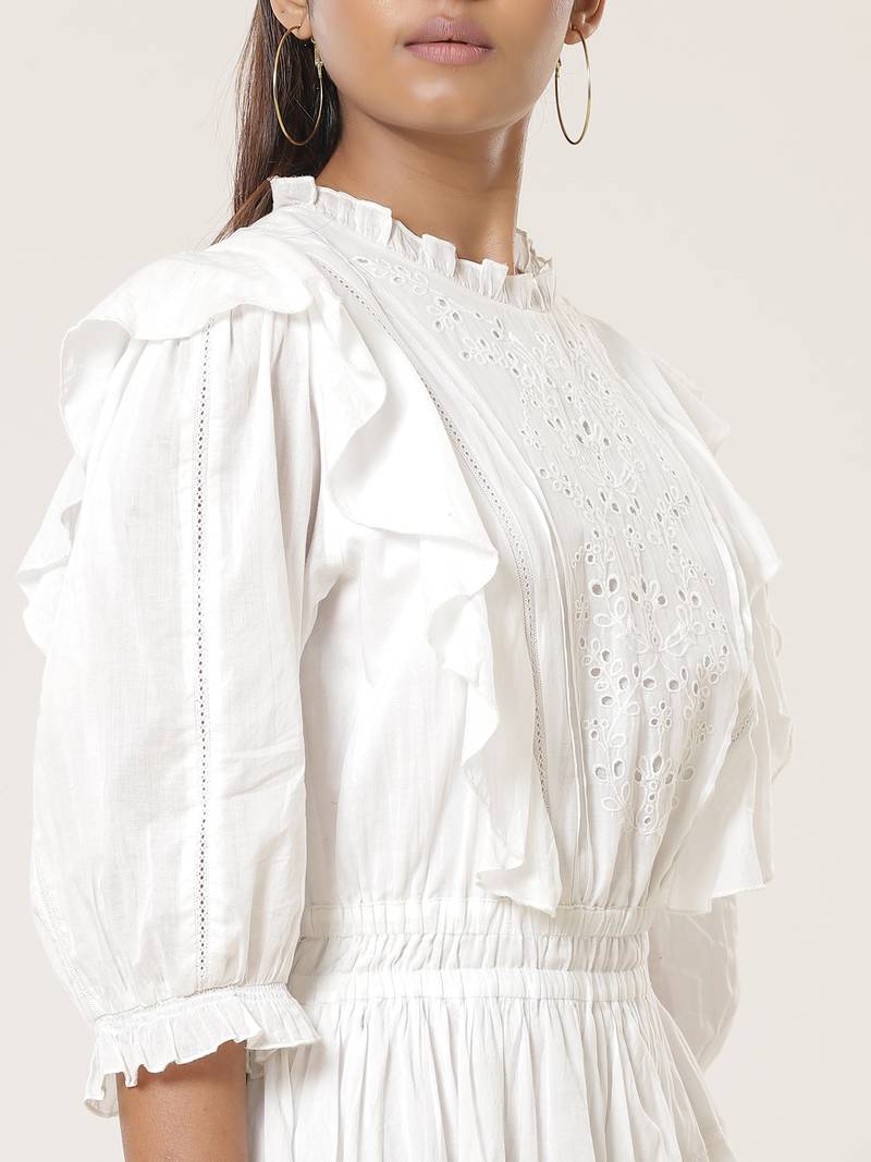 Round Neck Half Sleeves Solid Short Dress