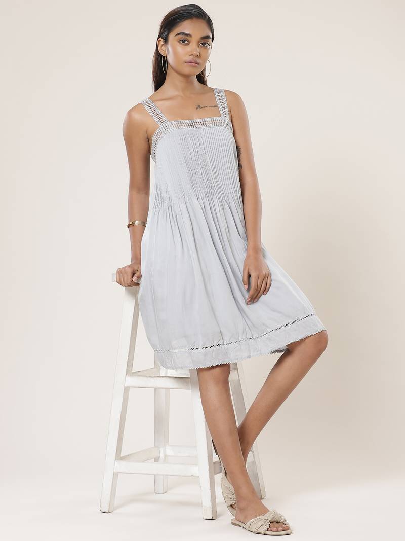 Strappy Solid Short Dress