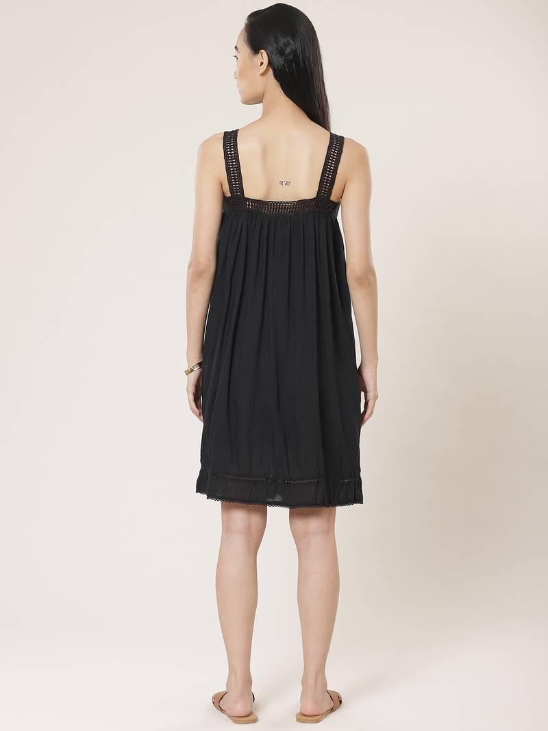 Strappy Solid Short Dress