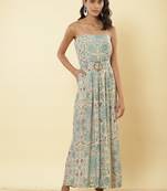 Ecru Printed Off Shoulder Jumpsuit