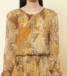 Gold & Brown Printed Maxi Dress