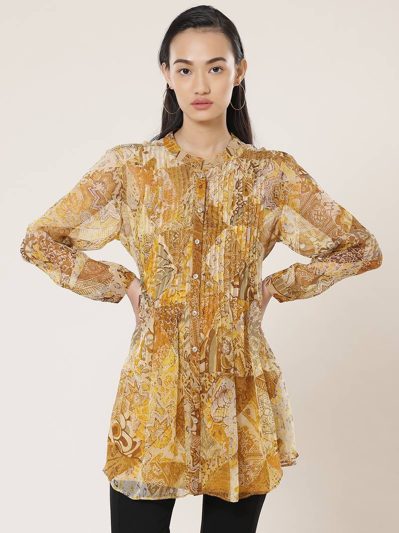 Gold & Brown Printed Tunic