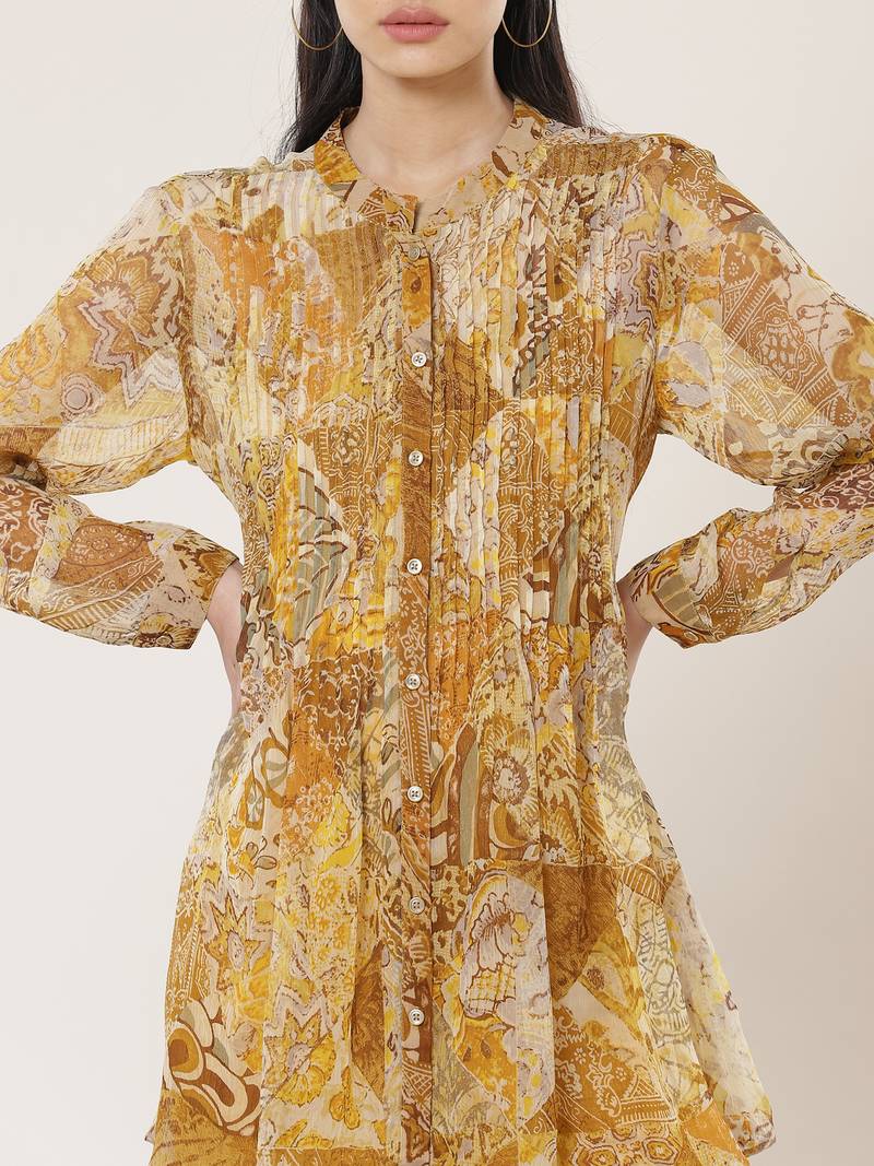 Gold & Brown Printed Tunic