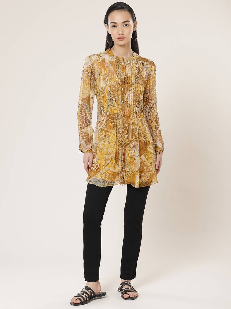 Gold & Brown Printed Tunic