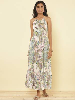 Halter Neck Printed Long Dress by LABEL 6