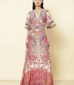 Round Neck Full Sleeves Printed Short Dress by LABEL