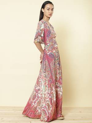 Round Neck Full Sleeves Printed Short Dress by LABEL 3