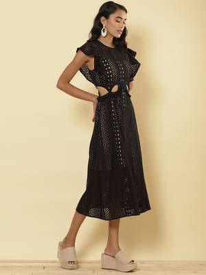 Round Neck Sleeveless Solid Long Dress 4