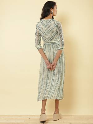 Teal Green Stripe Long Dress 4