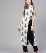 White printed rayon kurta set
