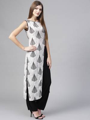 White printed rayon kurta set 2