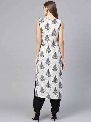 White printed rayon kurta set 3