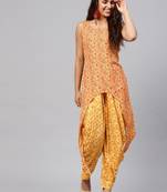Yellow printed rayon  kurta set