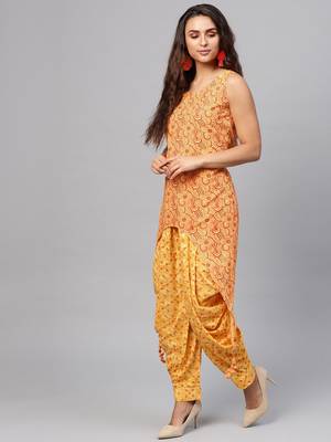 Yellow printed rayon  kurta set 2
