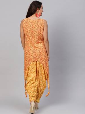 Yellow printed rayon  kurta set 3