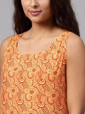 Yellow printed rayon  kurta set 4