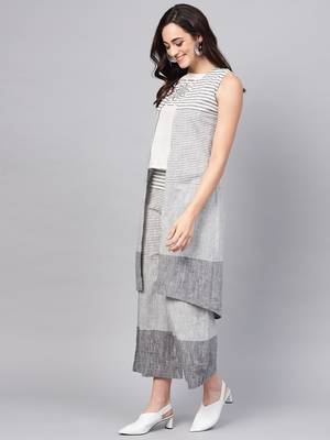 Grey printed cotton kurta set 2
