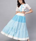 Blue printed cotton kurtas-and-kurtis