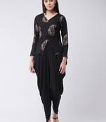 Black printed rayon kurta set