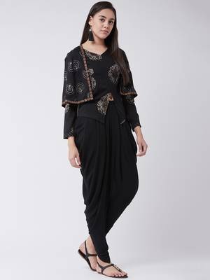 Black printed rayon kurta set 2