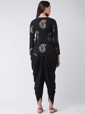Black printed rayon kurta set 3