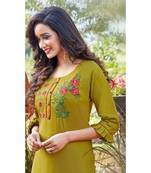 Womens handwork Green reyon Kurti